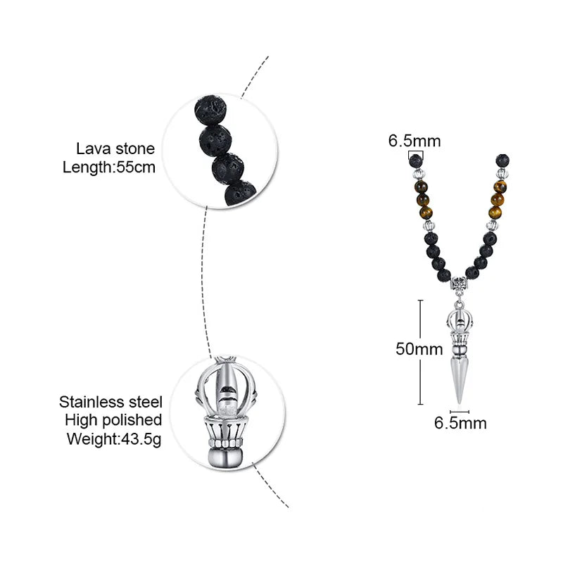 DAGGER WITHTIGER’S EYE LAVA STONE NECKLACE