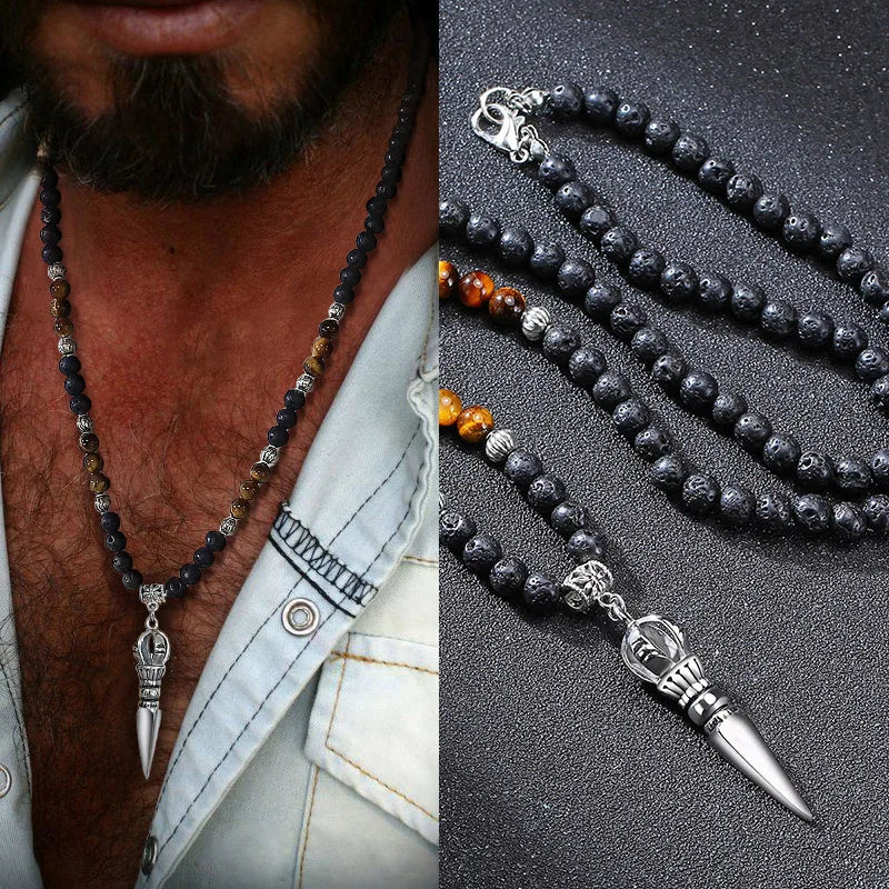 DAGGER WITHTIGER’S EYE LAVA STONE NECKLACE