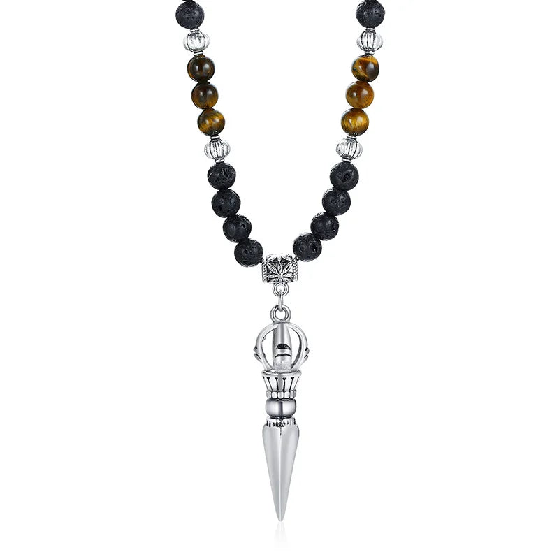 DAGGER WITHTIGER’S EYE LAVA STONE NECKLACE