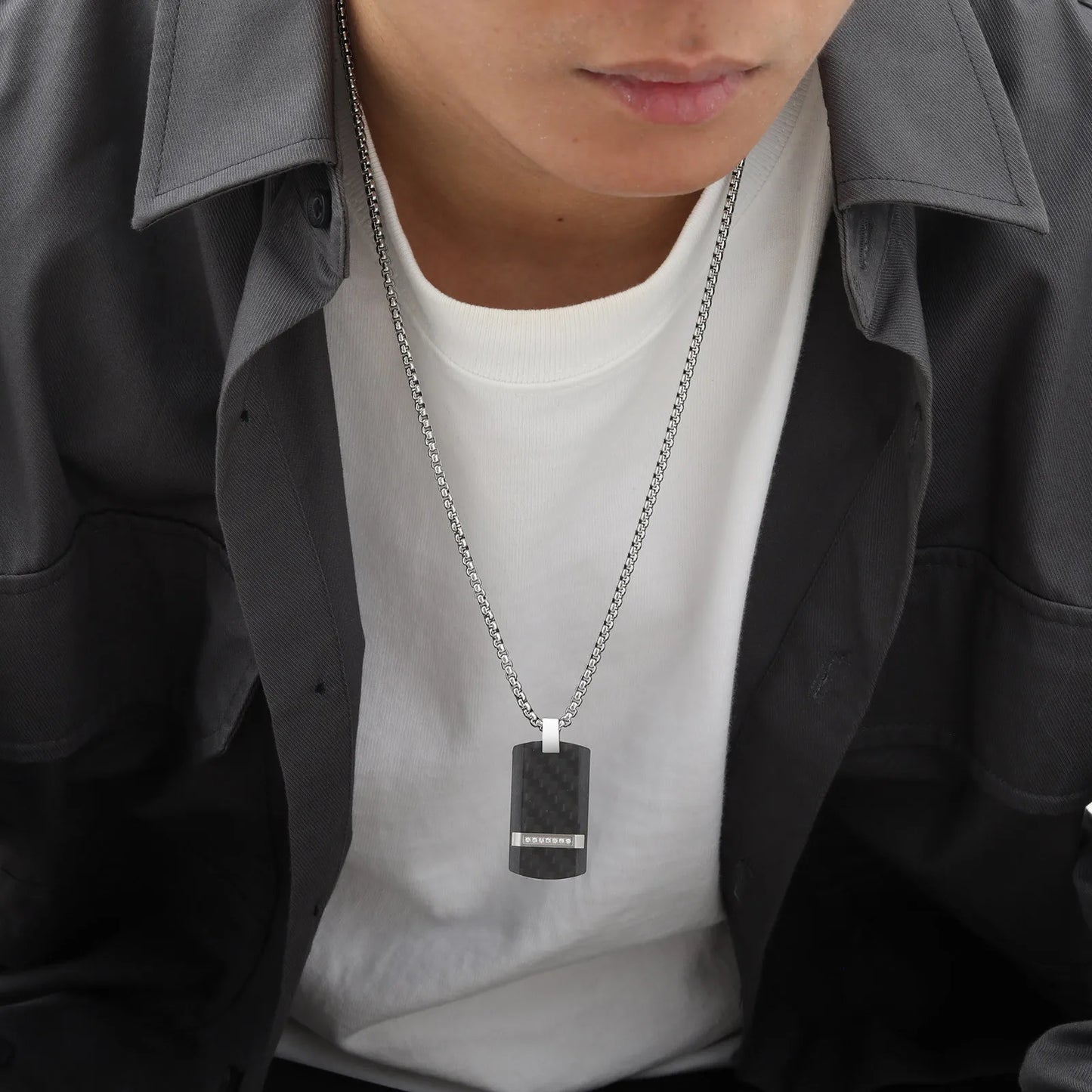 Carbon Fiber Square Necklace