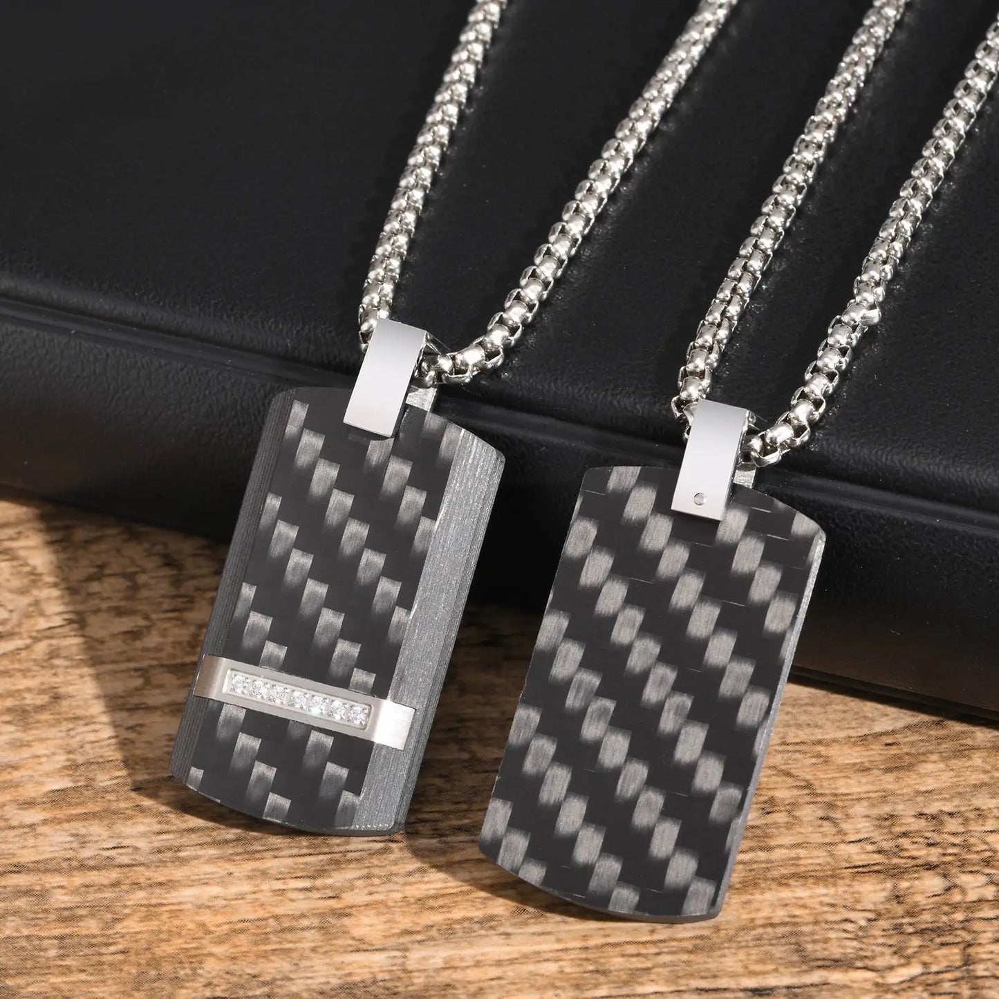 Carbon Fiber Square Necklace