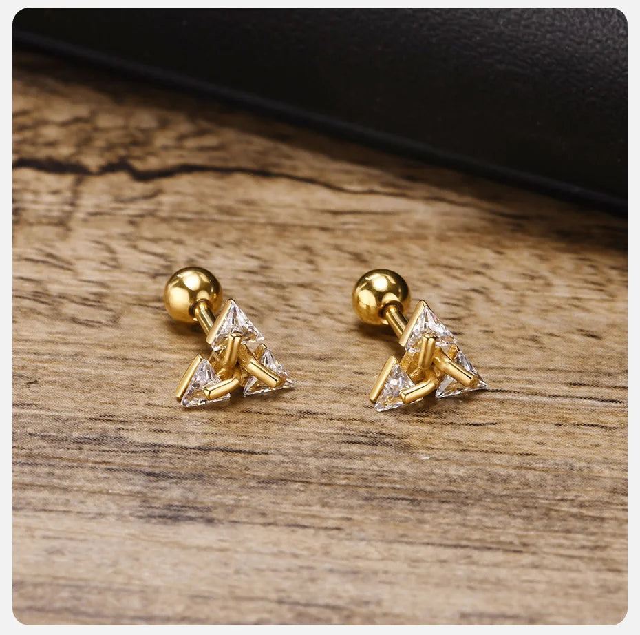 Triangle Stud Earrings for Men Women