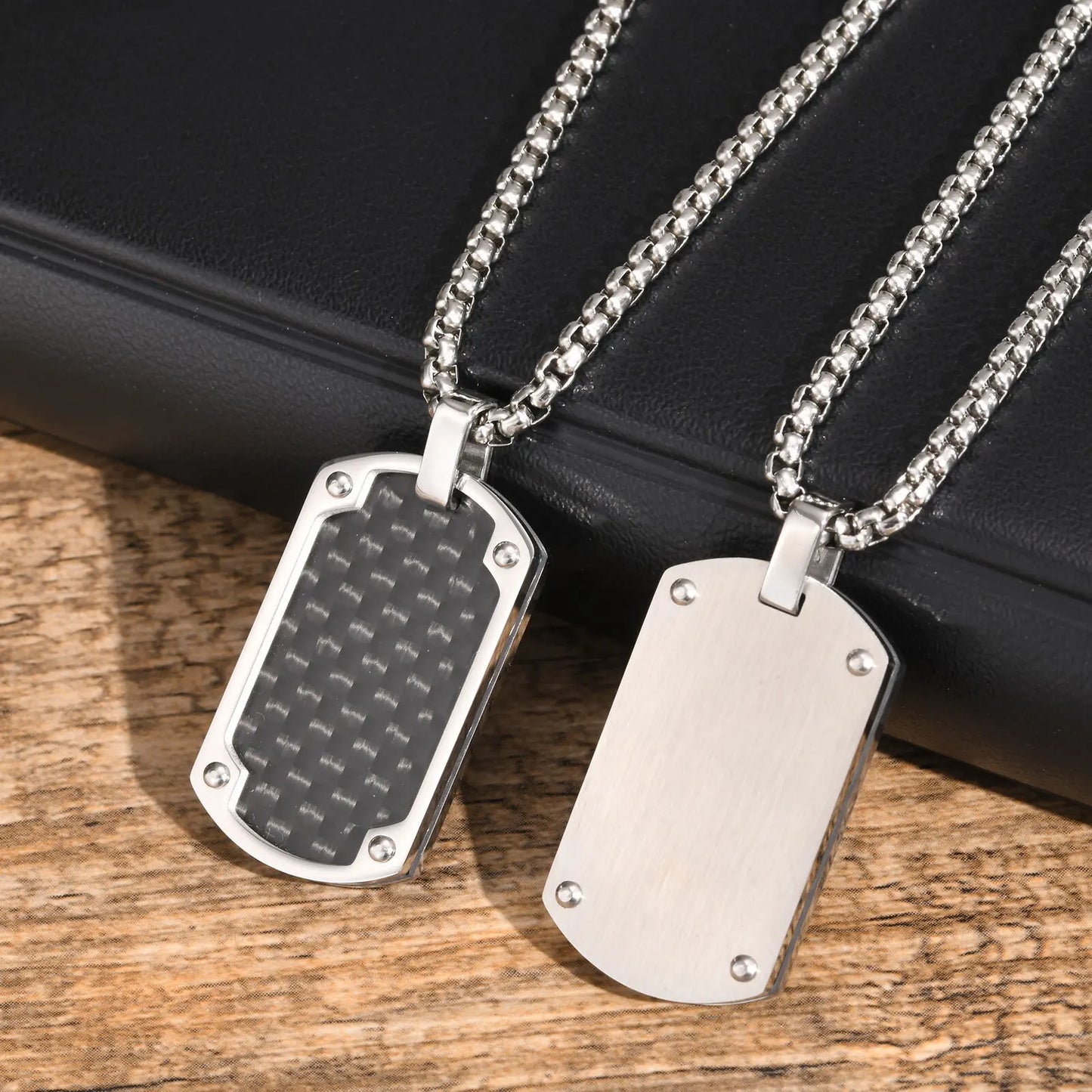 Fiber Dogtag Necklaces