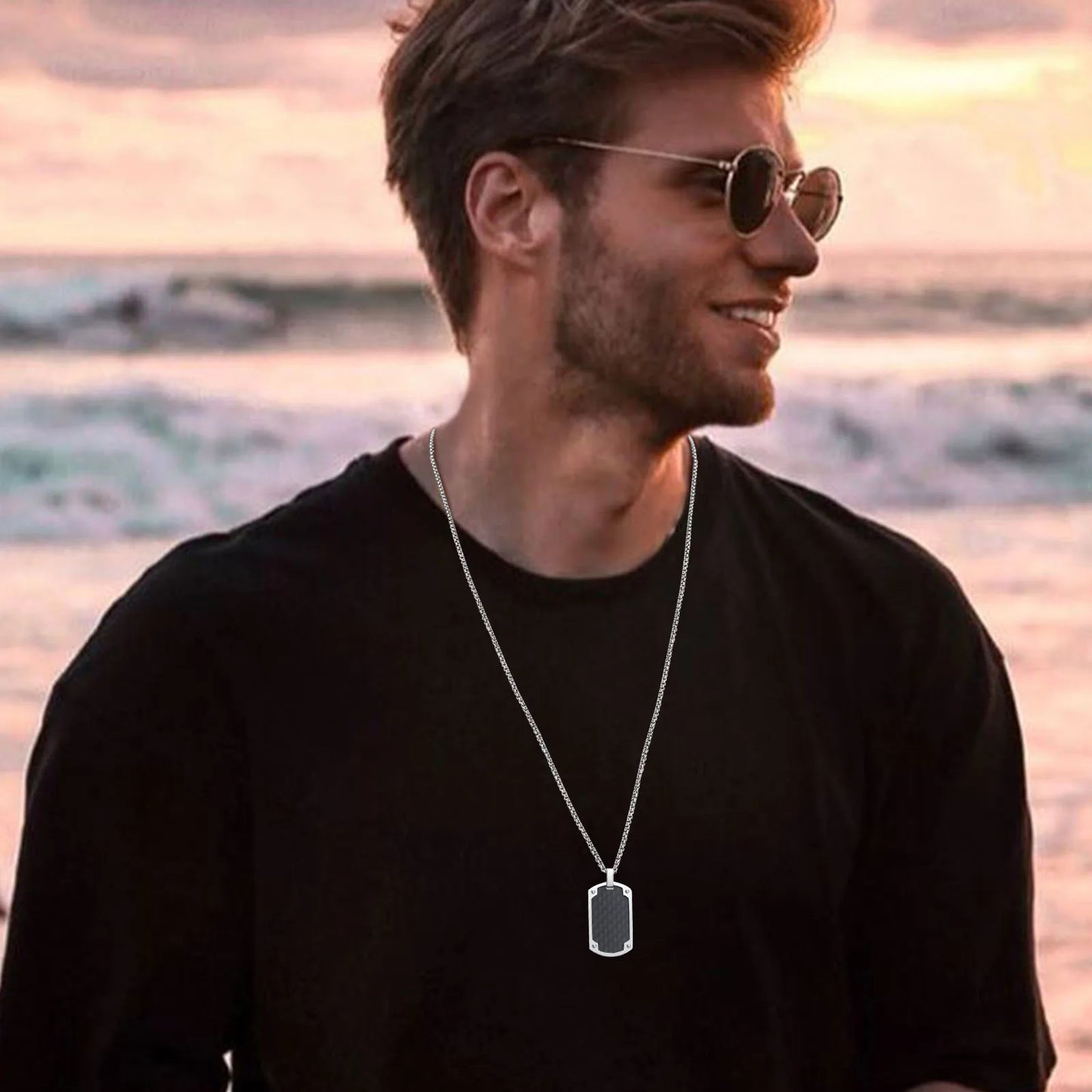 Fiber Dogtag Necklaces