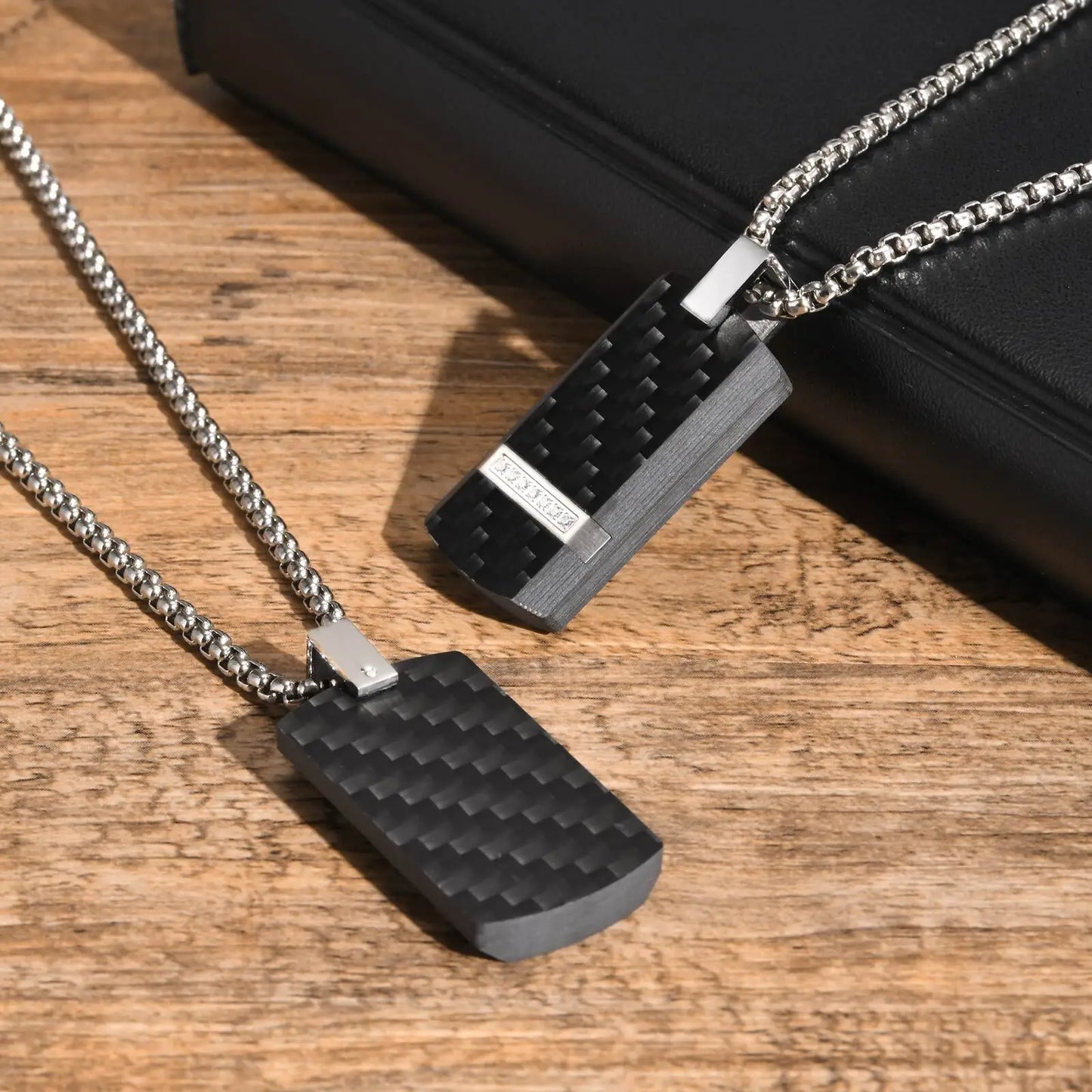 Carbon Fiber Square Necklace