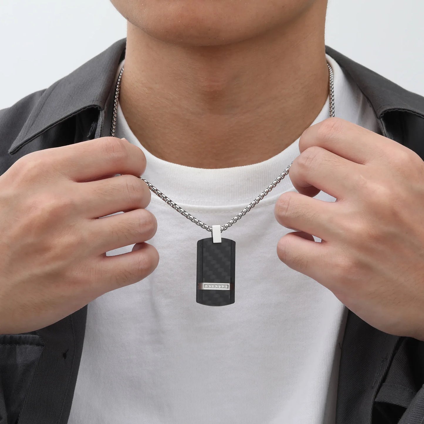 Carbon Fiber Square Necklace