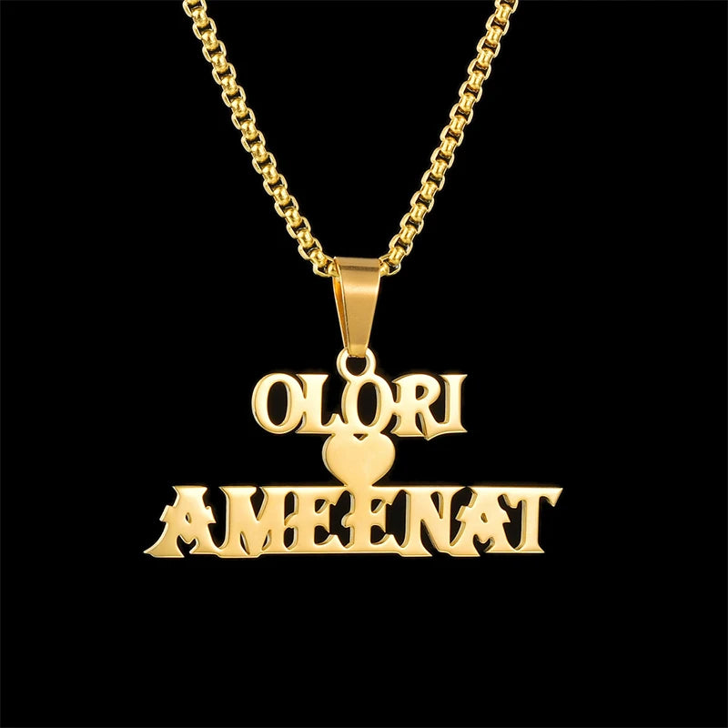 Customized Names Pendant Necklace Stainless Steel