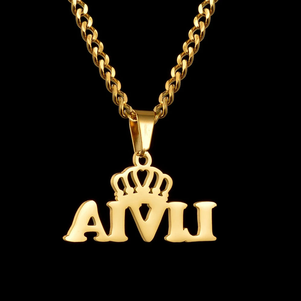 Customized Names Pendant Necklace Stainless Steel