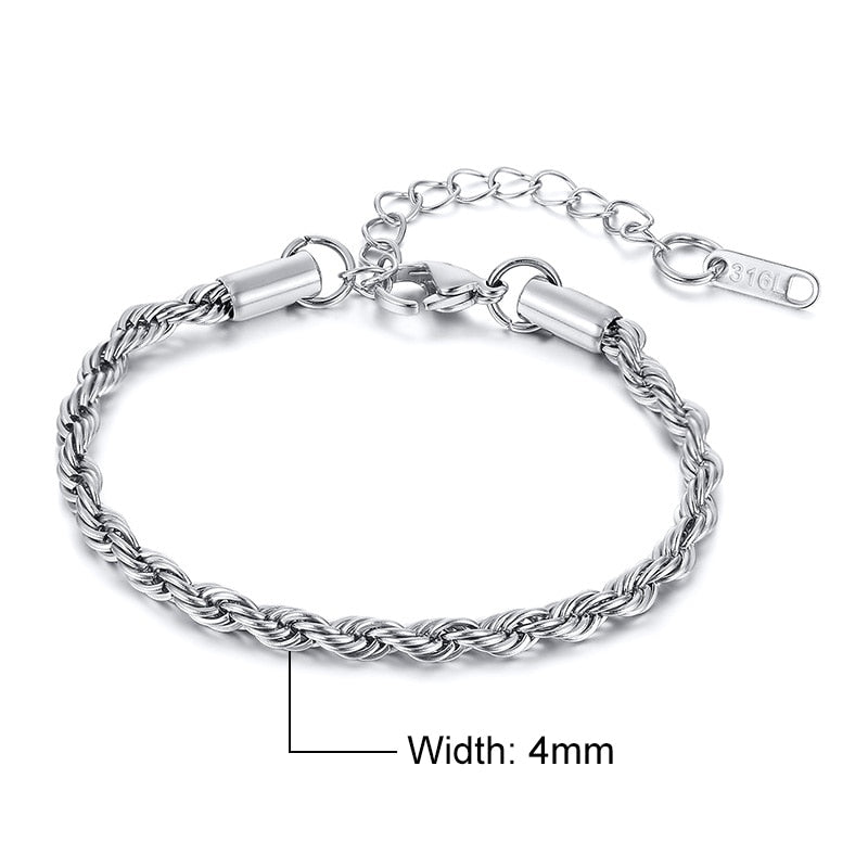 Twisted Rope Chain Bracelets for Men Women