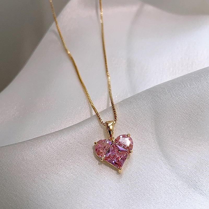 Pink Heart-shaped  Necklace